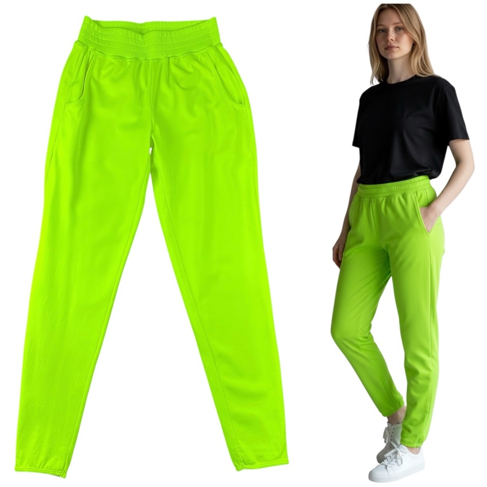 NEW Theory Explore Joggers Size S Neon Green Sweat Pants 80s Gym